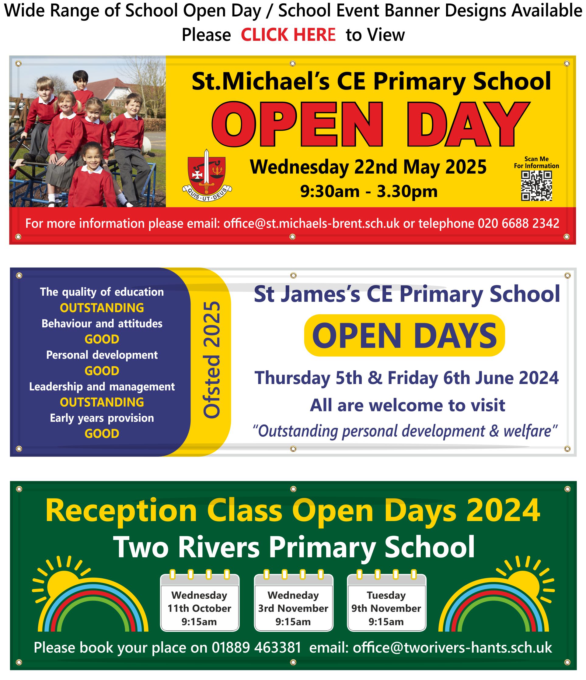 School Open Day and School Event Banners